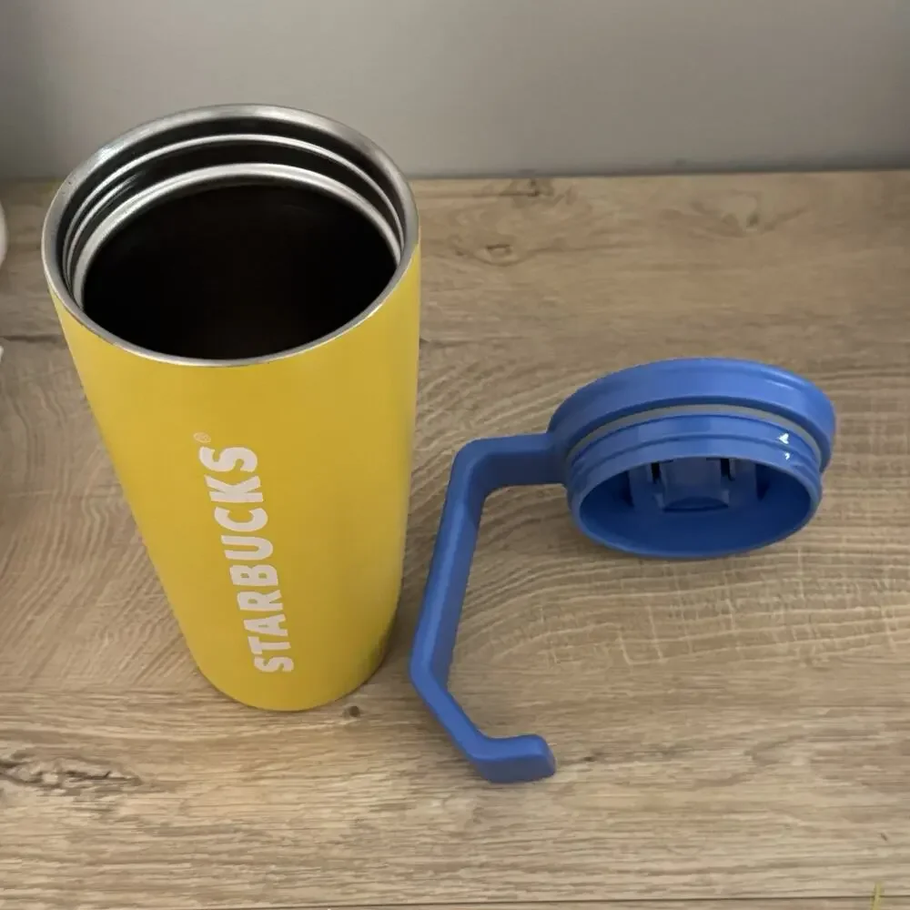 Starbucks Tumbler Korea 2022 SS Summer Yellow Chubby Handle 473ml 16 Oz Hot Cold